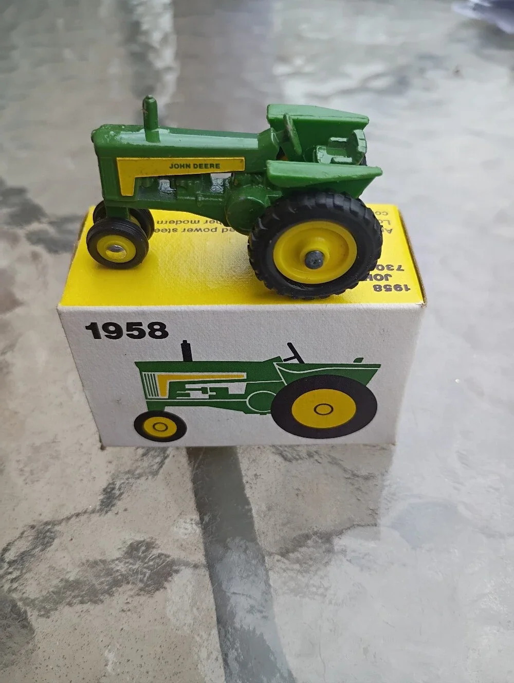Vintage 1958 Ertl John Deere 730 Row Crop Tractor 1/64 Diecast with Box